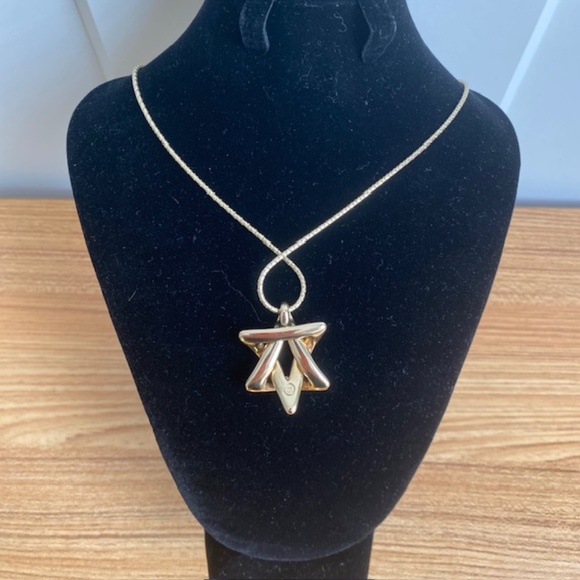 14K Stamped MGJ Yellow Gold David Star Merkaba Star Pendant & Chain 20" - Picture 3 of 7